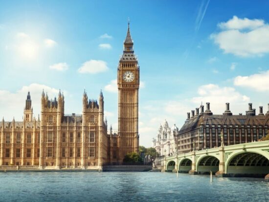Houses of Parliament, Big Ben, Westminster Bridge in London